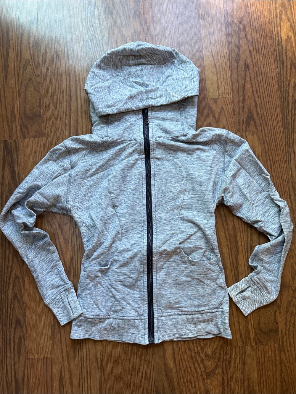 Heathered blue hooded Zip-Up Jacket